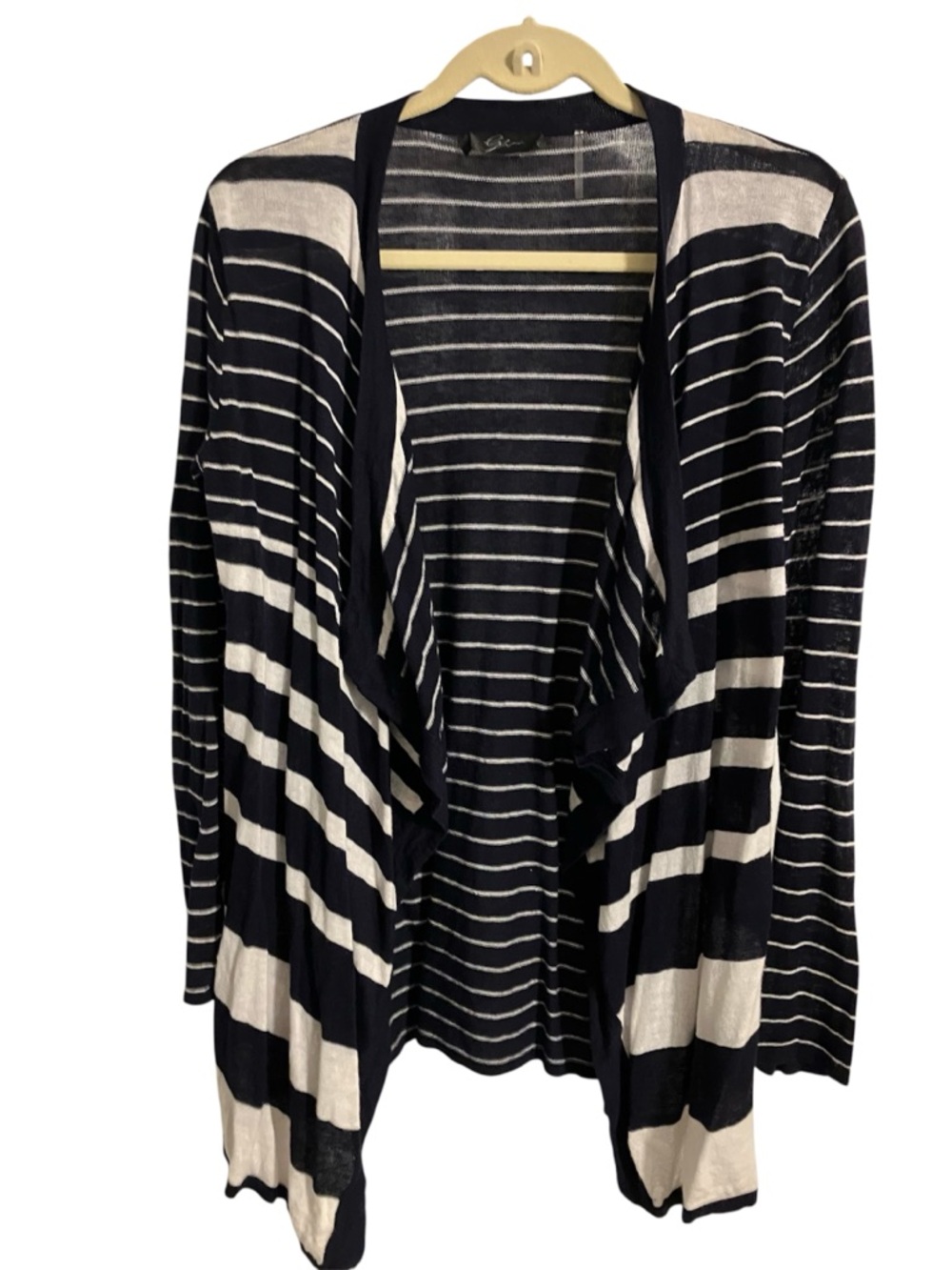 Cyrus Navy and Cream Striped Open-Front Cardigan - Size M - Picture 2 of 7